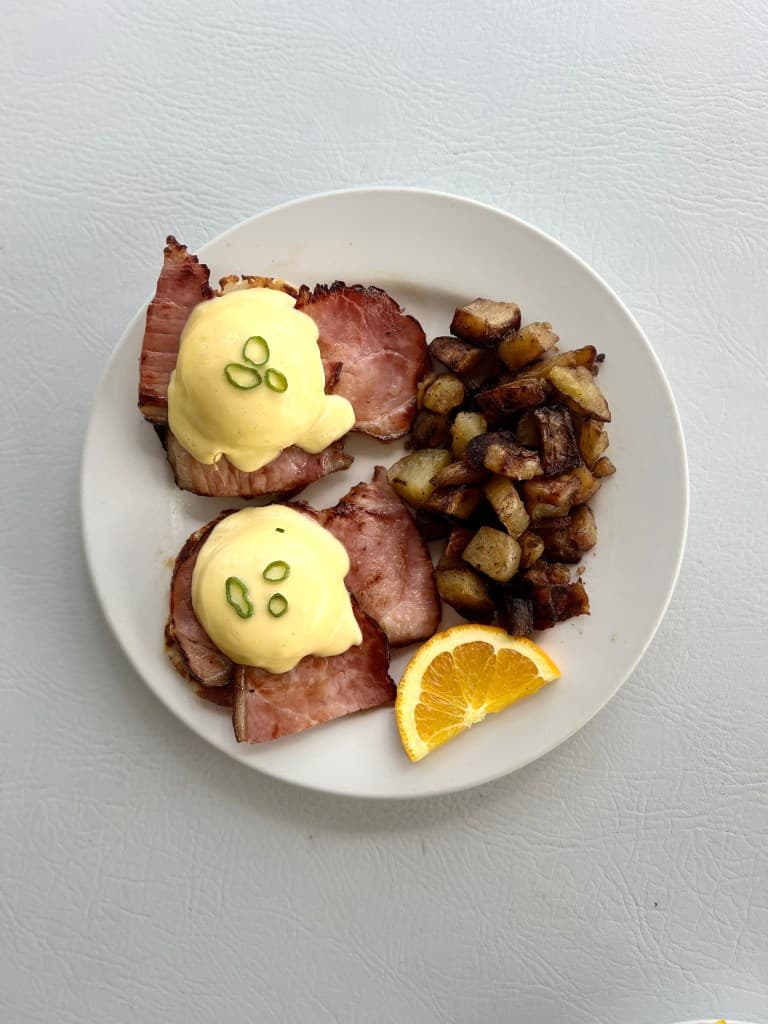 Eggs benedict plate at The Breakfast Cottage